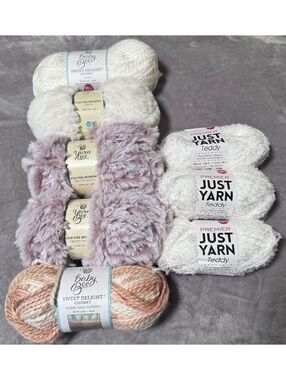 Yarn Bee Soft Whites Teddy Plush Yarn Lot of 8